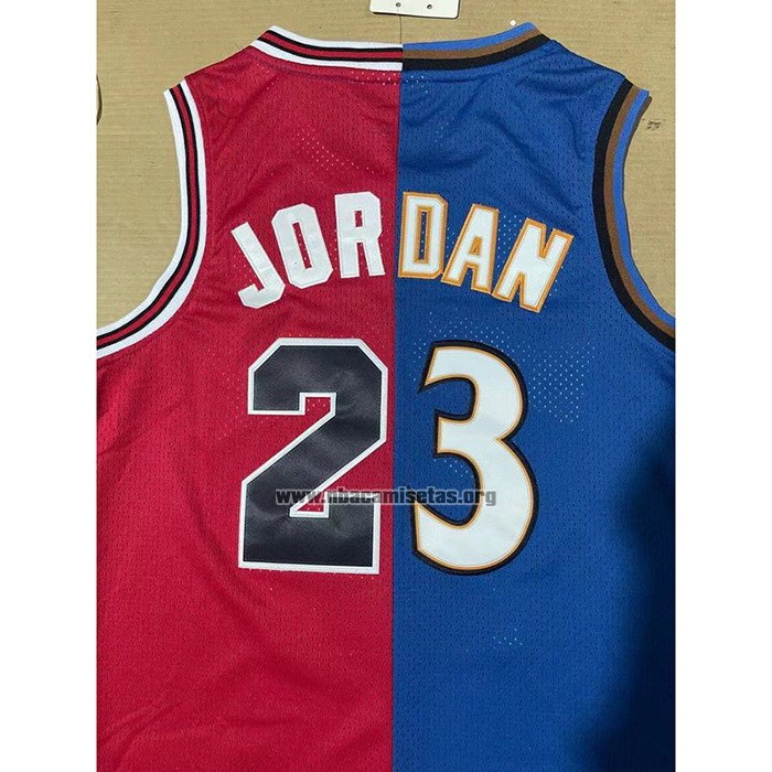 Camiseta Chicago Bulls Washington Wizards Michael Jordan NO 23 Split Azul Rojo